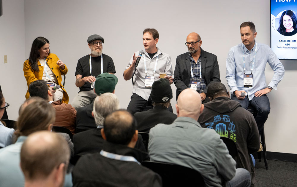 L to R: Kacie Bluhm(Sr. Account Manager, ASG), Matt Silverman(Chief Creative Officer, iBelieveInSwordfish Inc.), John Smart(Account Executive, ASG), Jim Vastola(Sr. Engineering Manager, Robinhood), Brandon Whittaker(AV Experience Manager, Snap, Inc.)