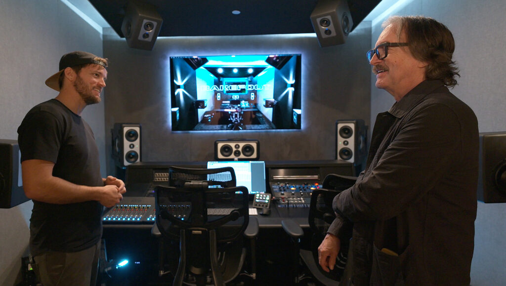 Producer/engineers Andrew Masters and Butch Vig at Barefoot's demo room